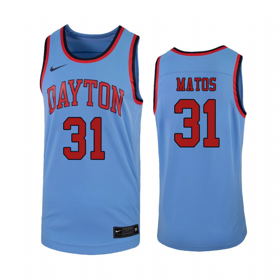 Men #31 Jhery Matos Dayton Flyers College Basketball Jerseys Sale-Light Blue